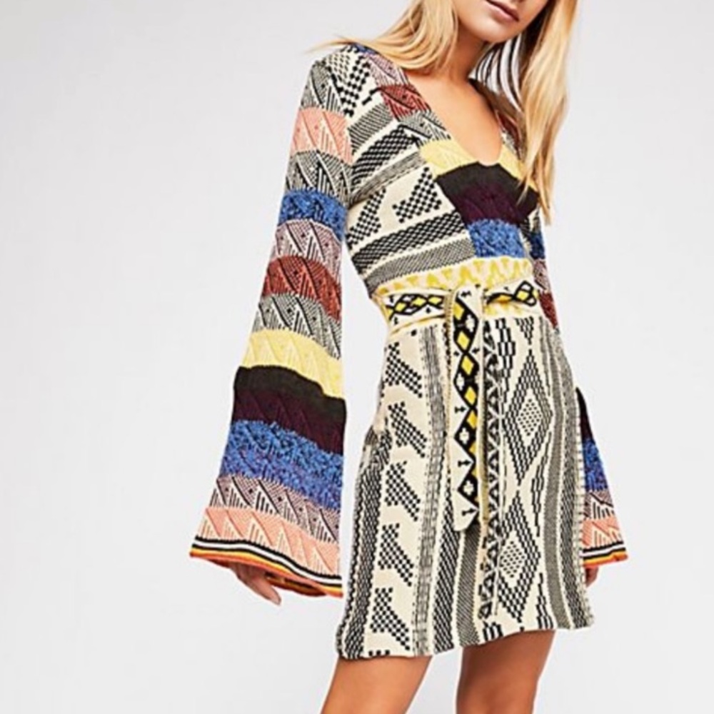 Free People Aztec pattern sweater dress